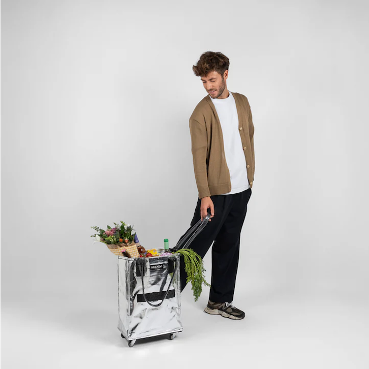 Silver Tote Bag | Foldable Bag on Wheels – HULKEN®