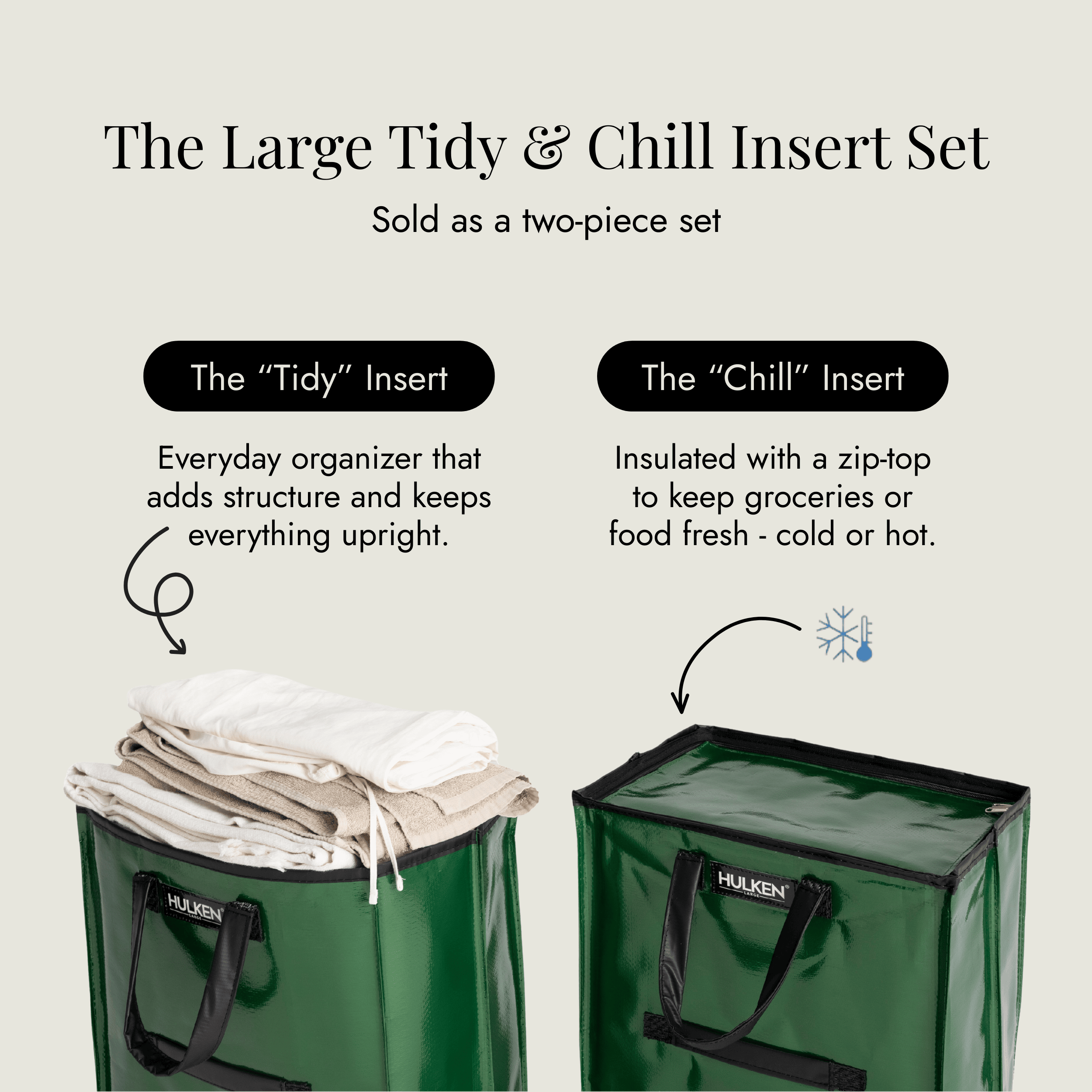 Tidy & Chill Inserts Forest Green | Lightweight & Insulated - Hulken®