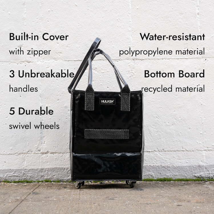 Durable Black Tote Bag | Rolling Bag on Wheels – HULKEN® Durable Black Tote Bag | Rolling Bag on Wheels – HULKEN®