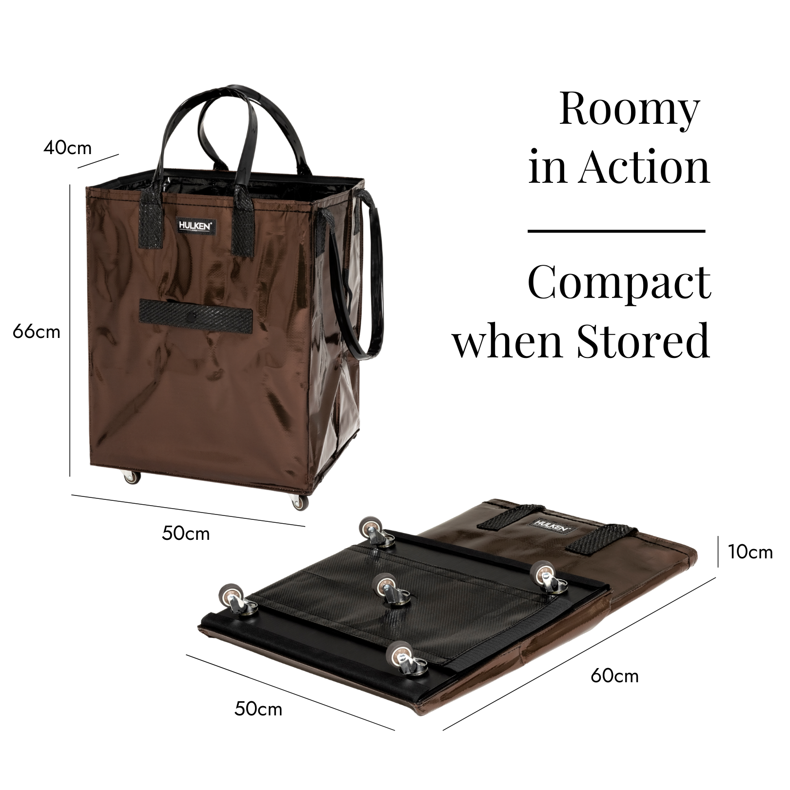 Chocolate Brown Tote Bag | Foldable Bag on Wheels – HULKEN®