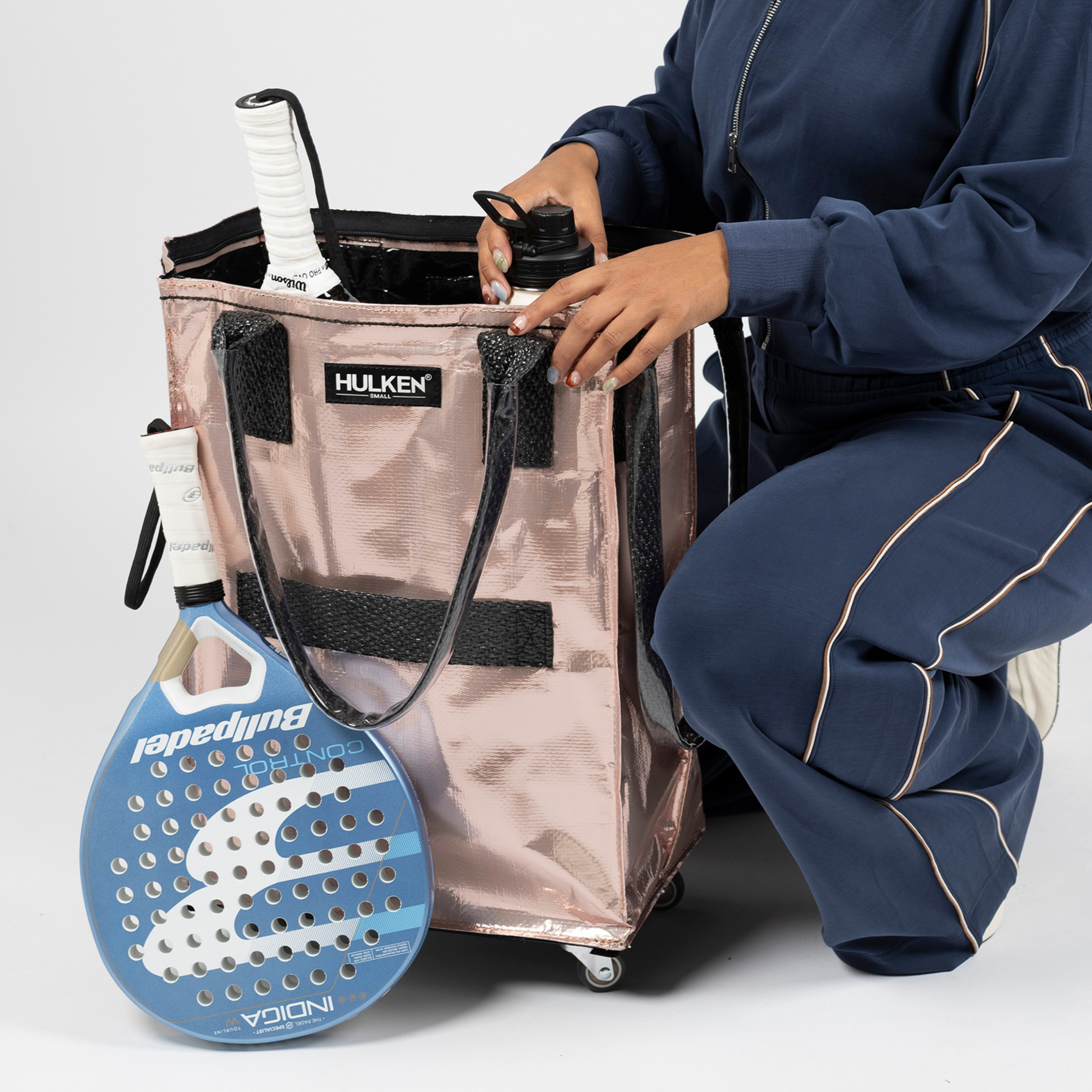 Rose Gold Tote Bag | Stylish Foldable Bag on Wheels – HULKEN®