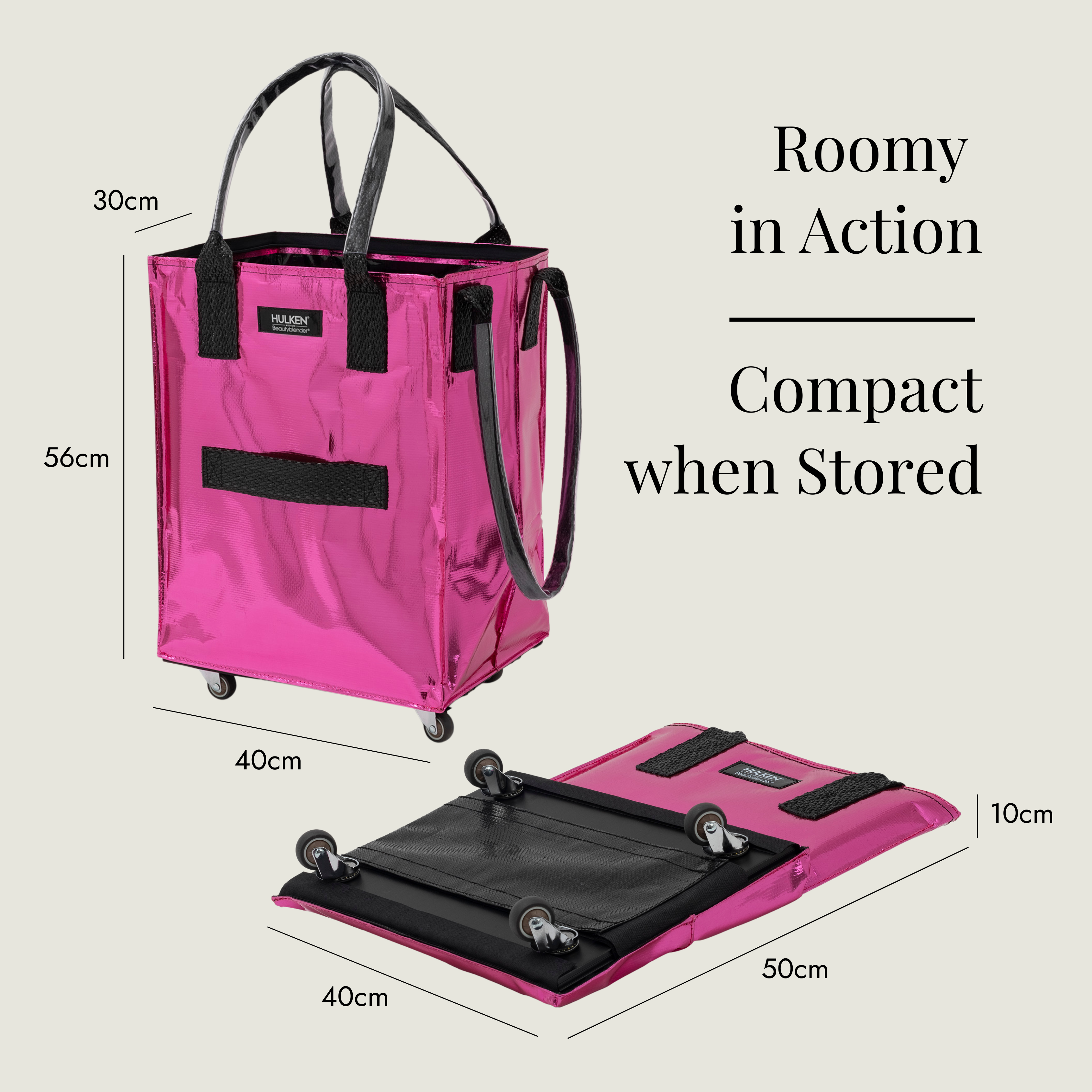 HULKEN キャリーカート ローリングトートバッグ ピンク　M Beautyblender Pink Tote Bag | Rolling Bag on Wheels – HULKEN®