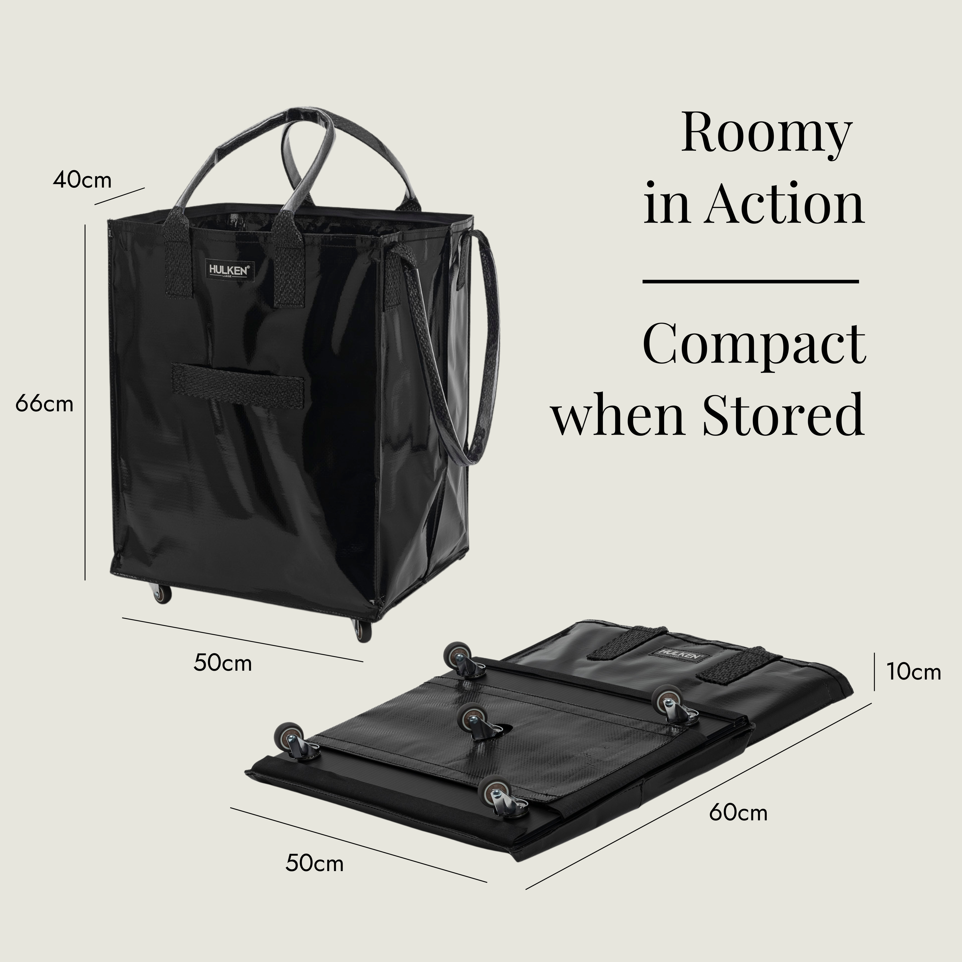 Durable Black Tote Bag | Rolling Bag on Wheels – HULKEN® Durable Black Tote Bag | Rolling Bag on Wheels – HULKEN®