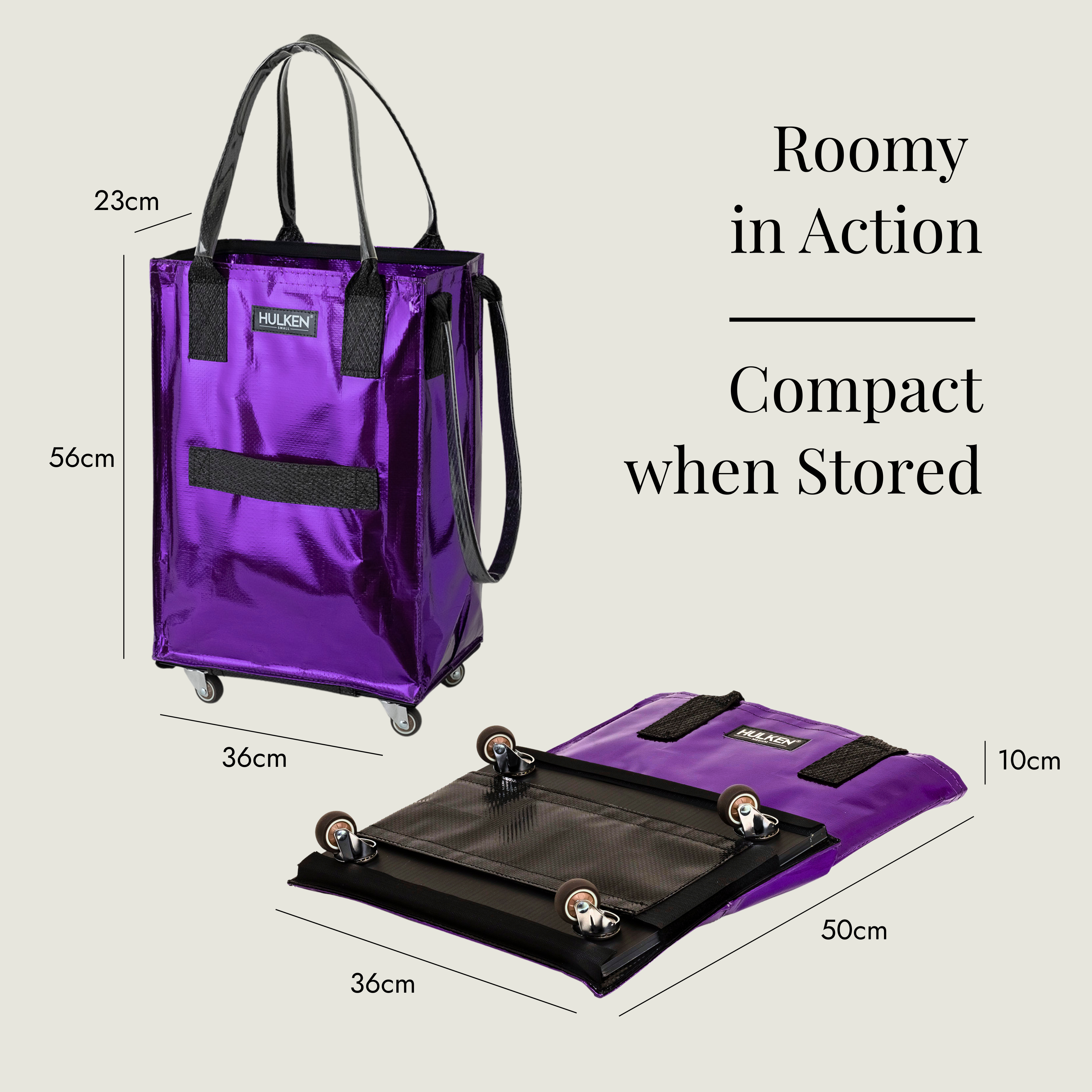 Purple Tote Bag | Foldable Bag on Wheels – HULKEN®