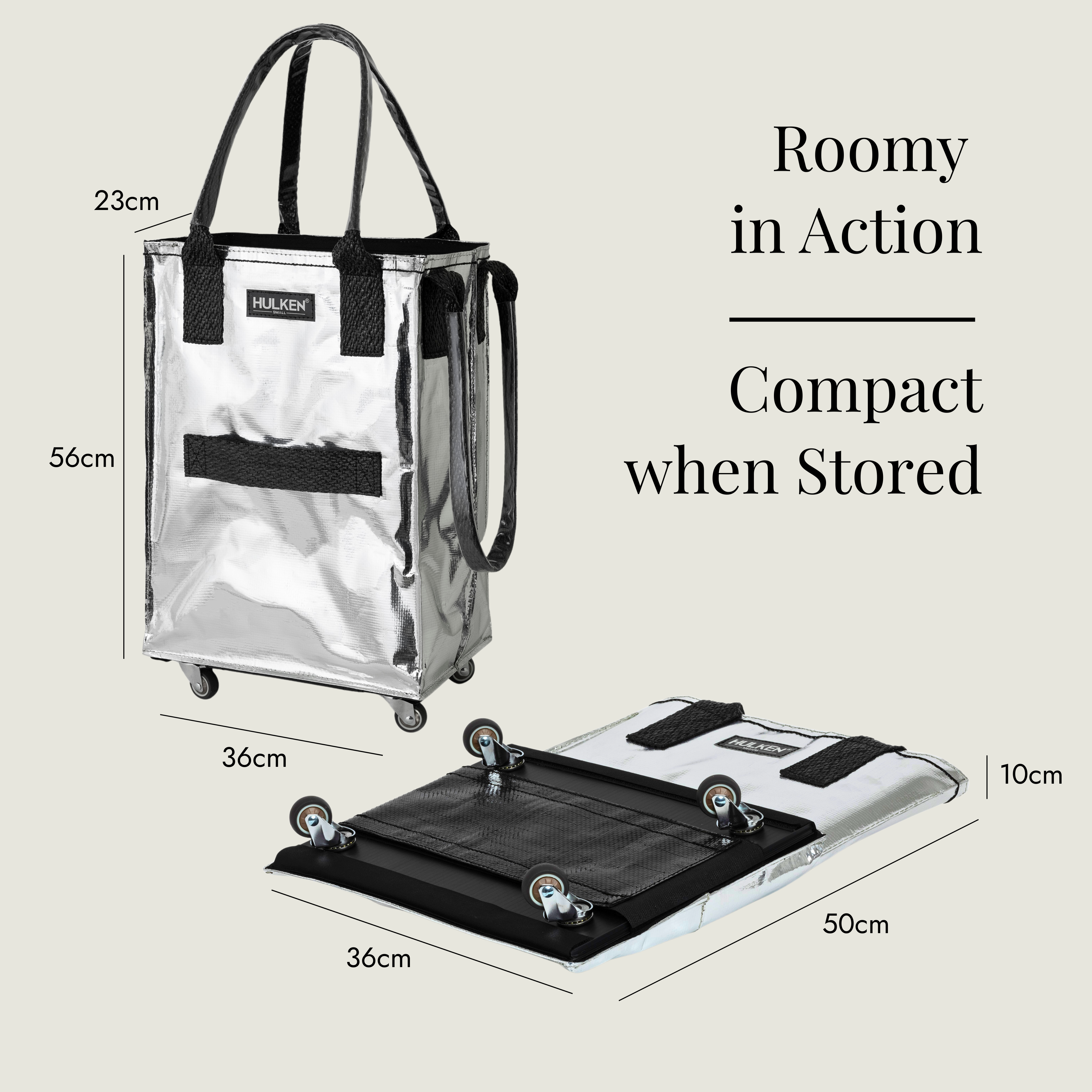 HULKENバッグ　　Lサイズ　シルバー Silver Tote Bag | Foldable Bag on Wheels – HULKEN®