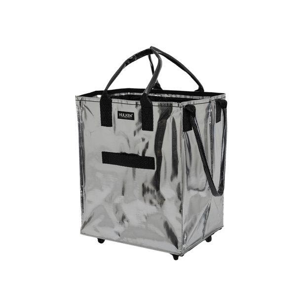 Silver Tote Bag Foldable Bag on Wheels – HULKEN®