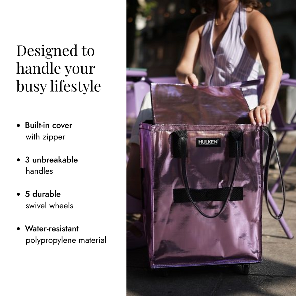 Lilac Tote Bag | Rolling Bag on Wheels – HULKEN®